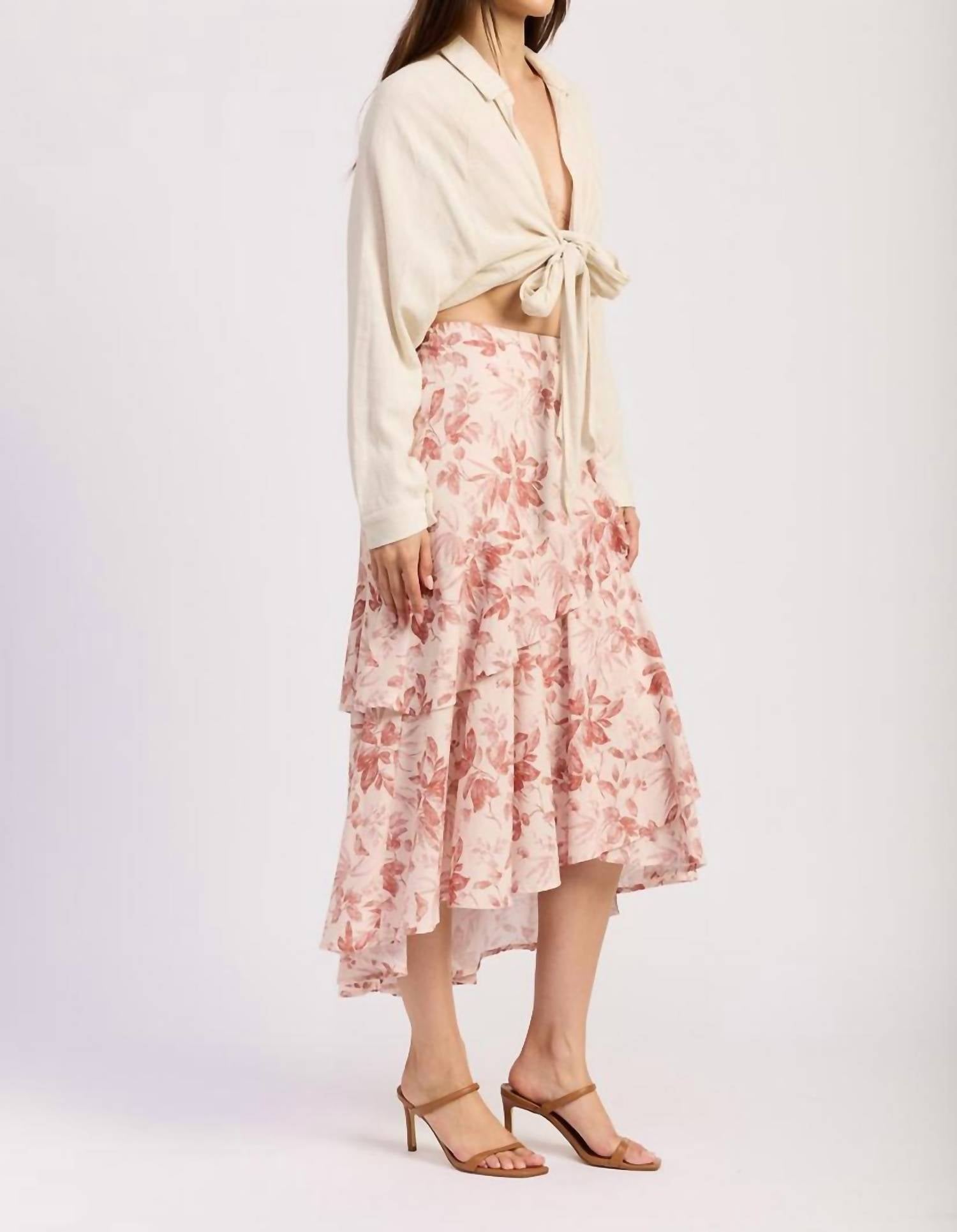 En Saison - Sedona Ruffle-hem Midi Skirt