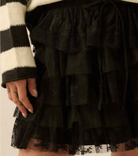 Promesa - Lace and Tulle Tiered Ruffle Mini Skirt