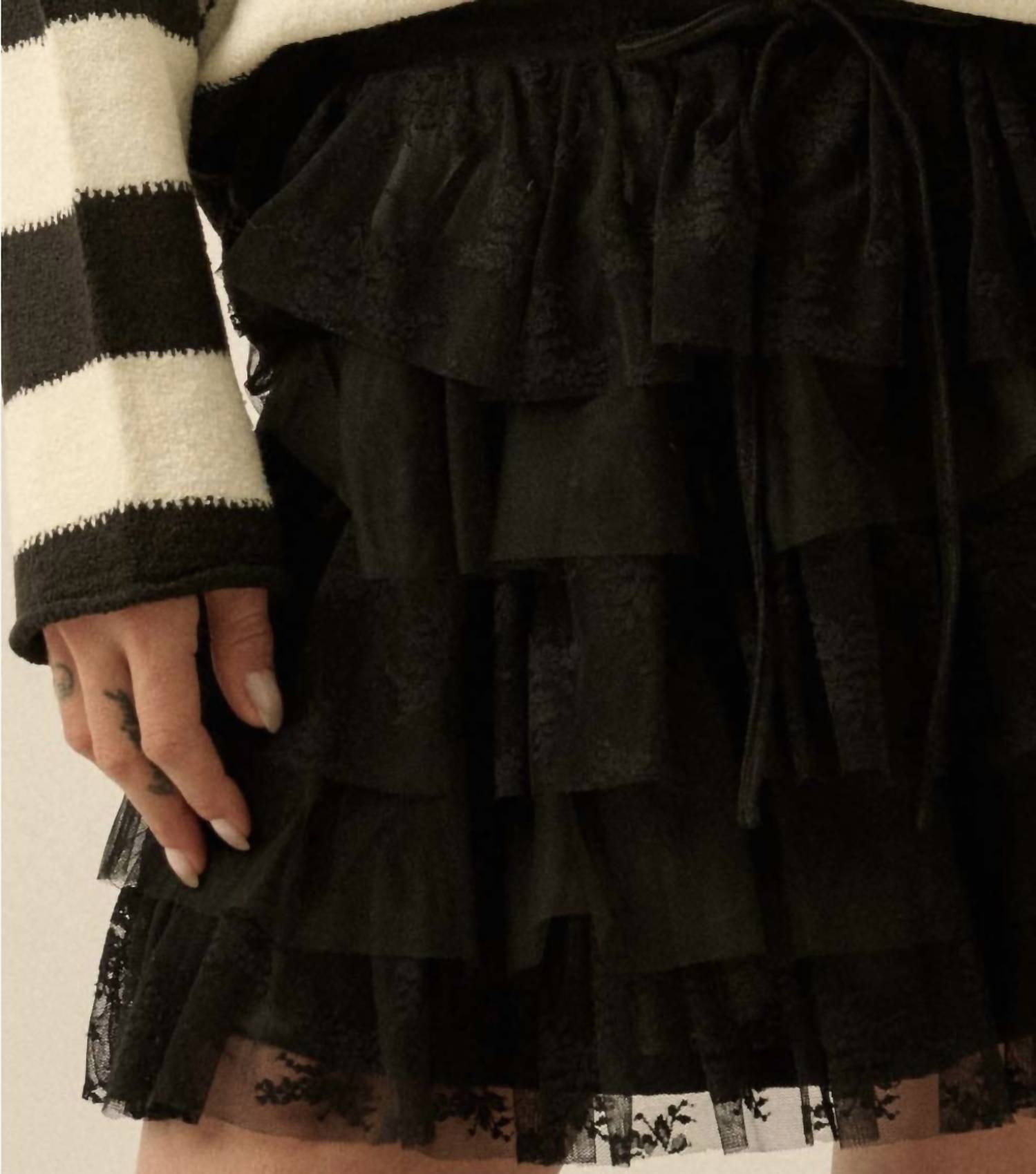 Promesa - Lace and Tulle Tiered Ruffle Mini Skirt