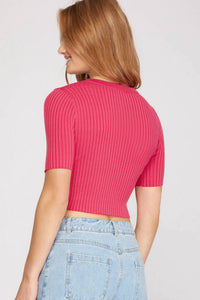 She + Sky - Crew Ribbed Sweater