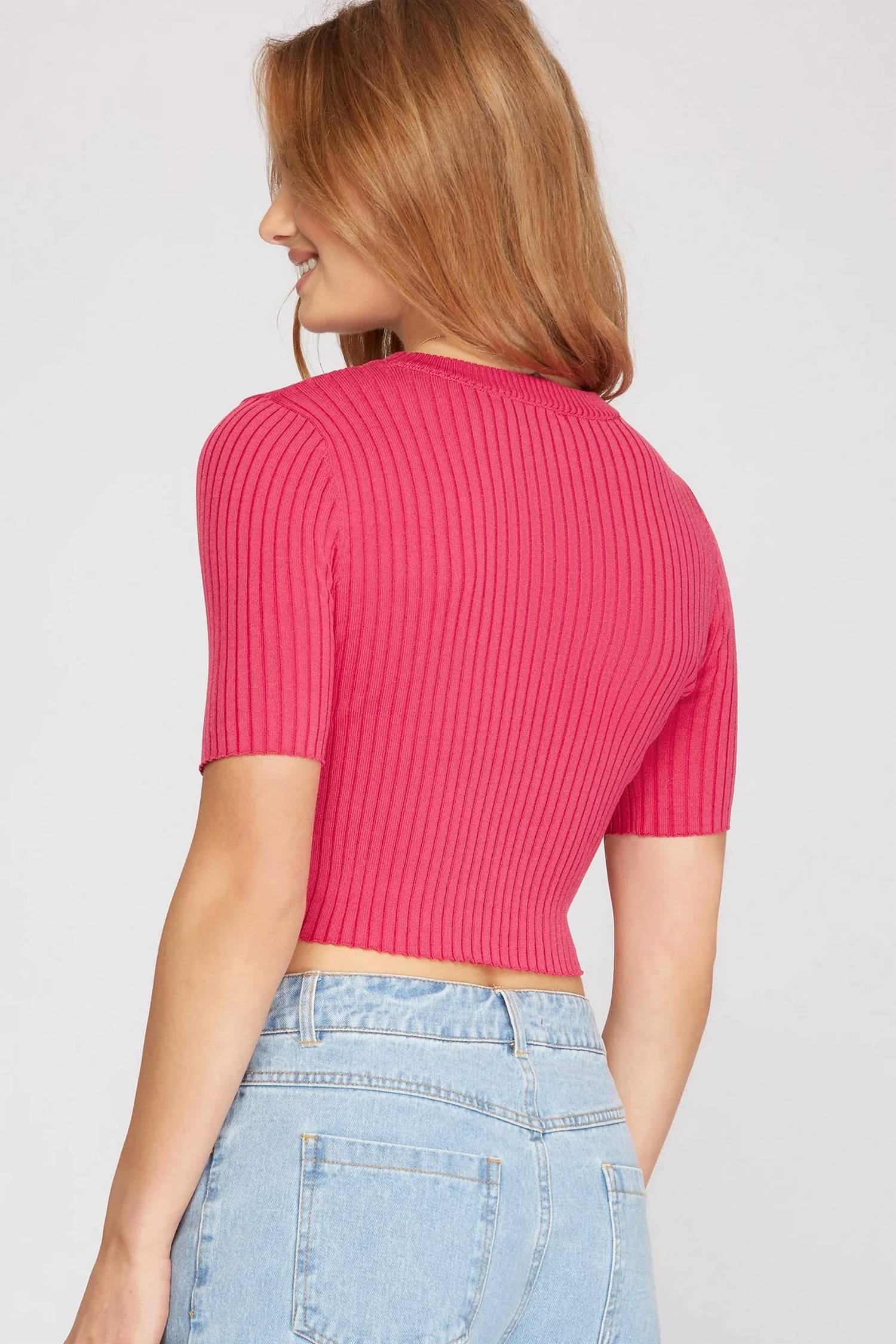 She + Sky - Crew Ribbed Sweater