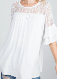 P & Rose - Lace And Ruffle Tiered Sleeve