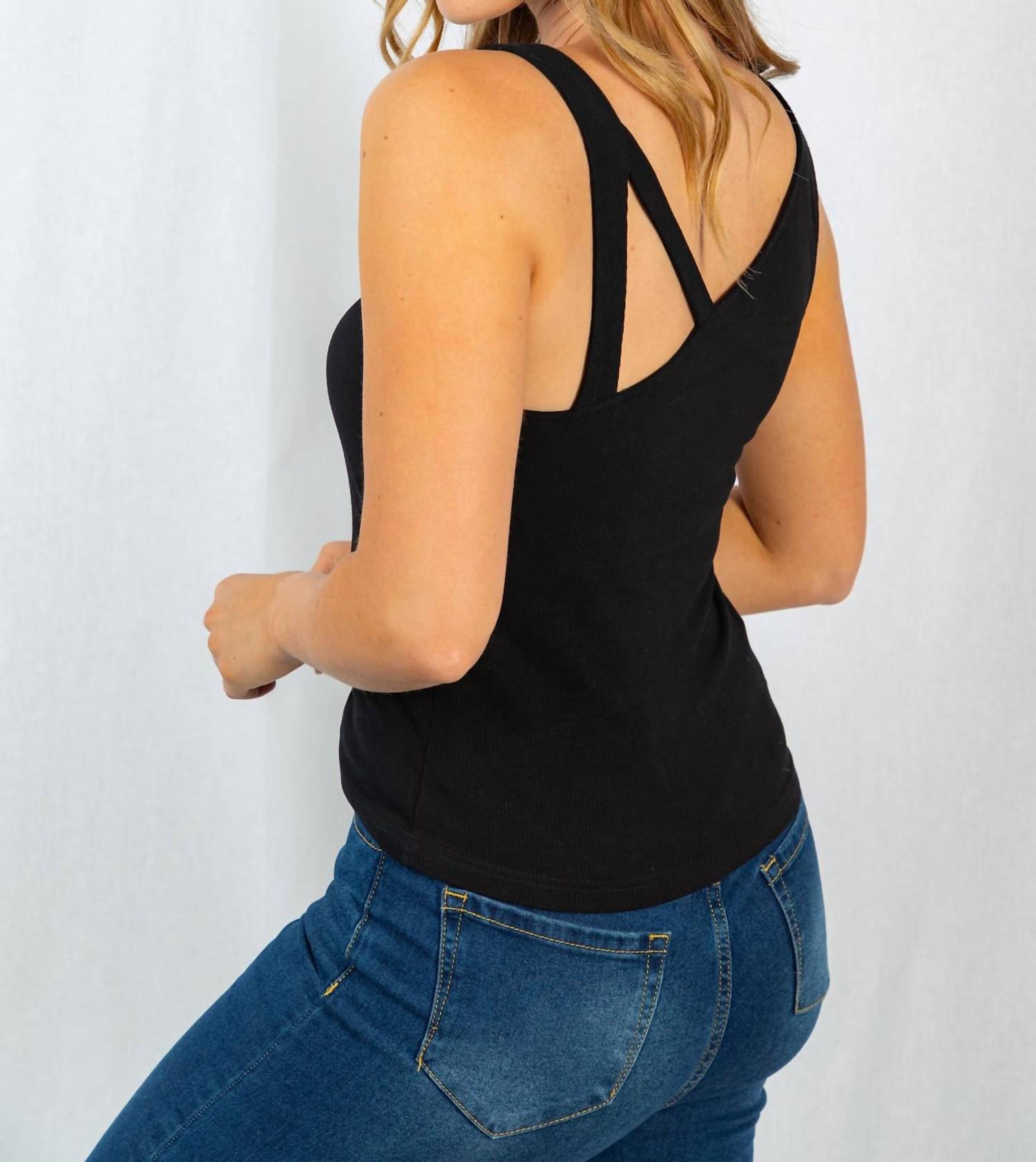 White Birch - Strappy Neck Ribbed Tank