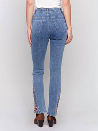 Charlie B - Embroidered Hem Denim Bootcut Jean