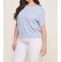Allie Rose - Short Sleeve Dolman Pointelle Top - Plus