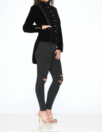 Orchid Bloom - Velvet Tailed Jacket With Linen