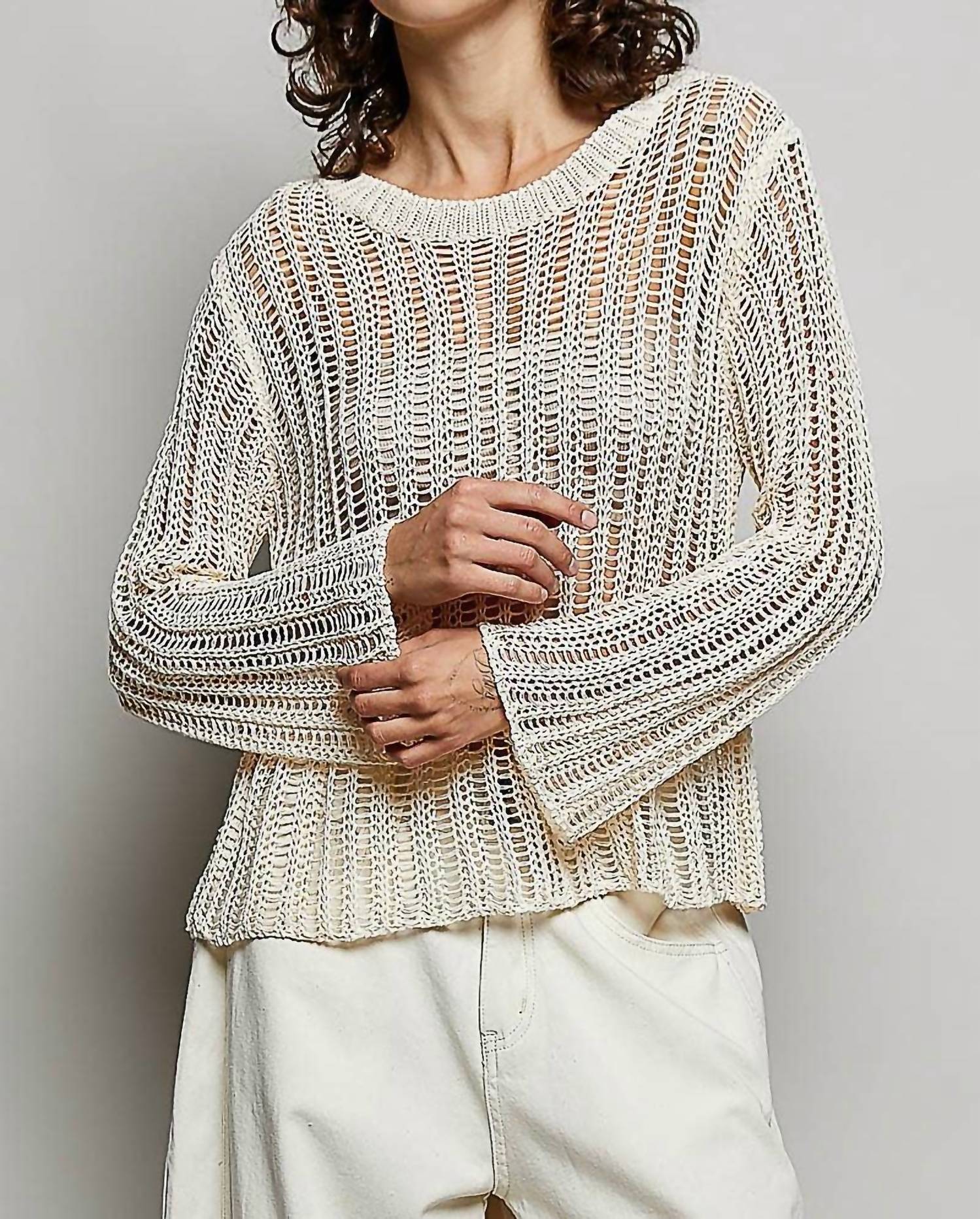 Pol - Round Neck Long Sleeve Sweater Top