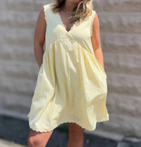 Tcec - Scalloped Lace Trim Detail Babydoll Mini Dress
