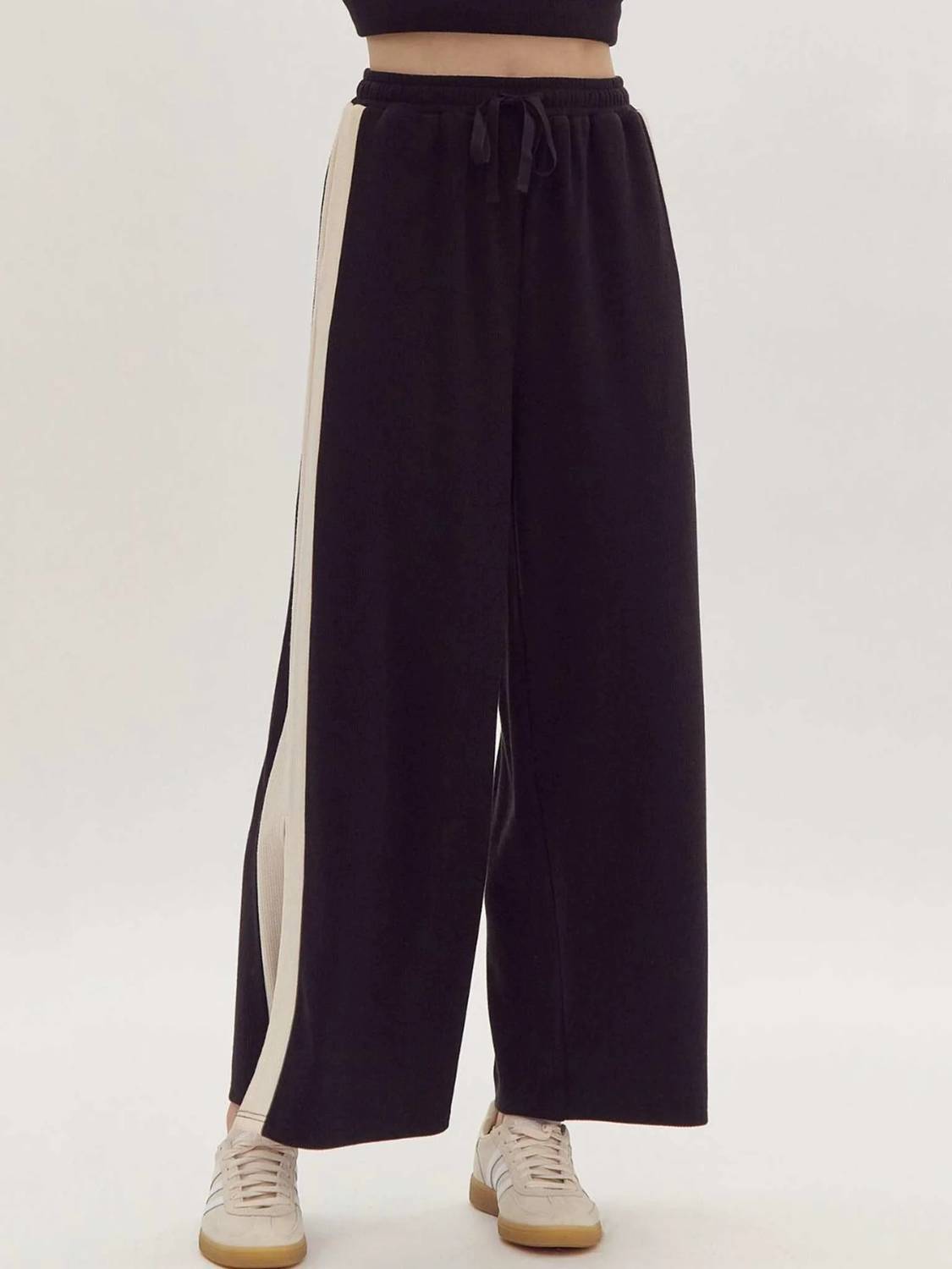 Entro - Ribbed Wide-leg Pants