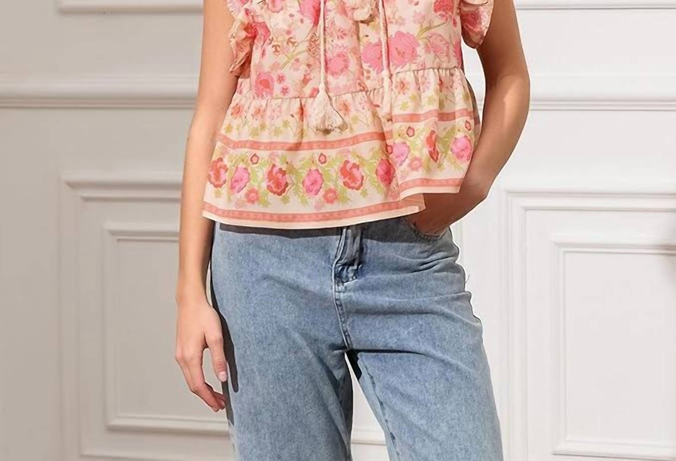 Mille - Chelsea Flowing Fringe Tie Tank Top