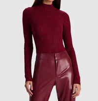 Alice + Olivia - Lanie Pointelle Long Sleeve Mock Neck Top