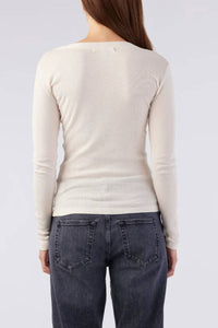 AMO Women's Sweets Long Sleeve Tee in bone - women's long sleeve top - detail view