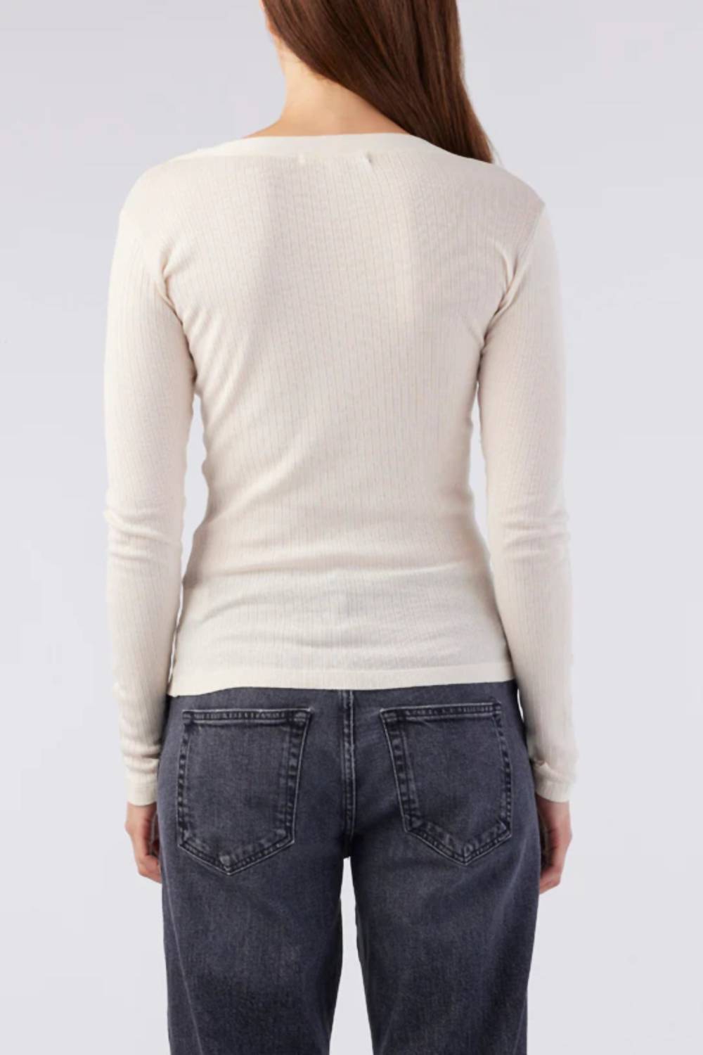 AMO Women's Sweets Long Sleeve Tee in bone - women's long sleeve top - detail view