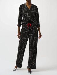 Joseph Ribkoff - Abstract Print Pull On Wide Leg Pants