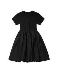 Kids Waisted Blouson Loose Pleat Dress