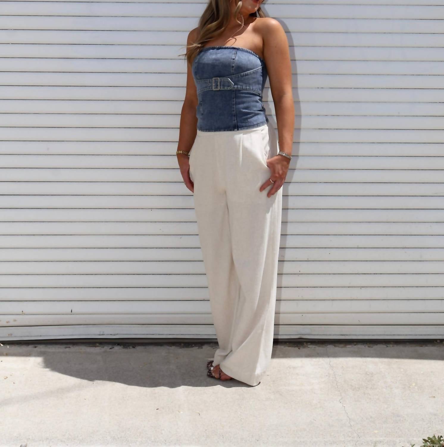 Emory Park - Buckle Up Denim Top