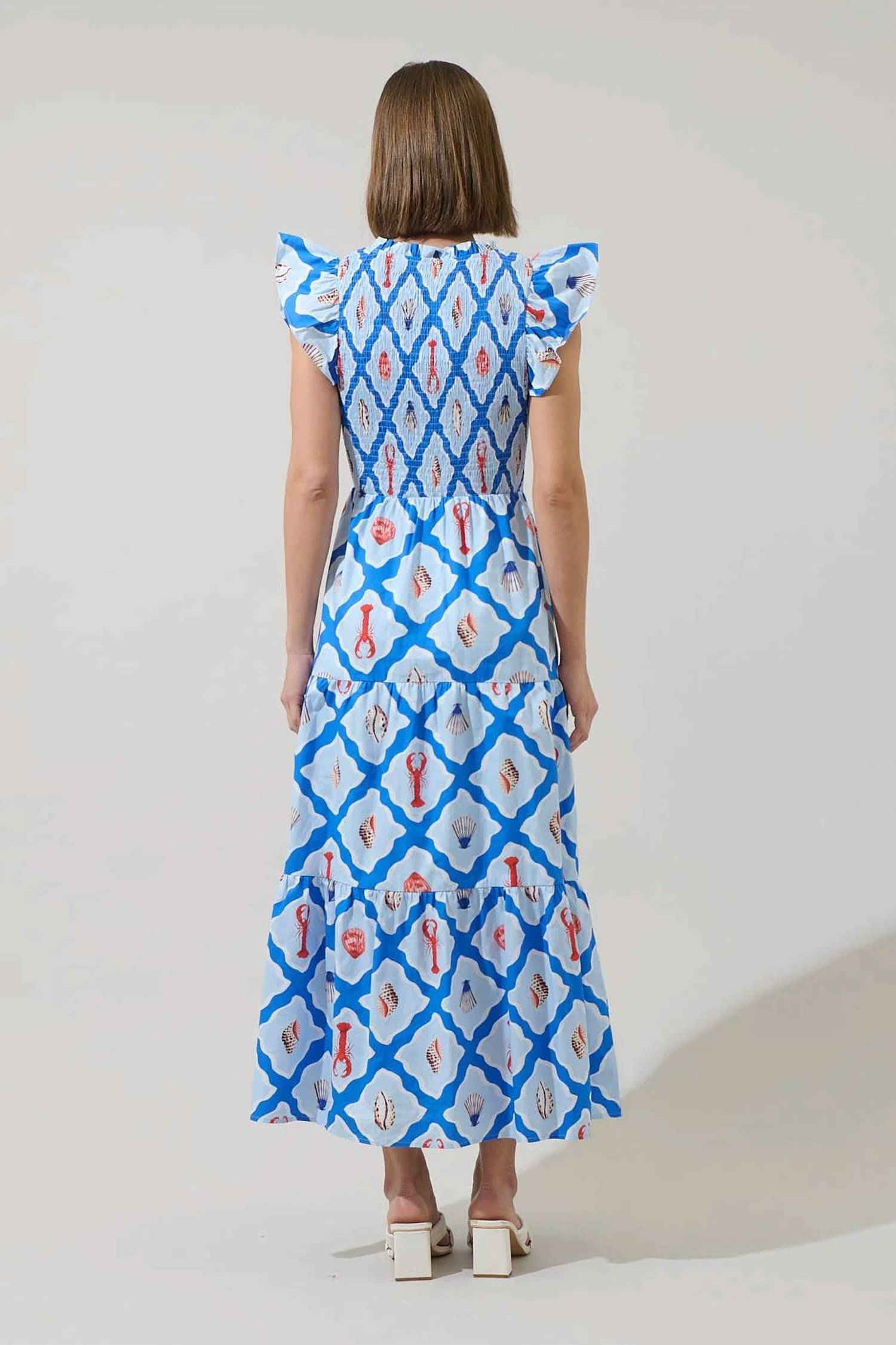 Sugarlips - Lobster Bay Sunfire Tiered Midi Dress