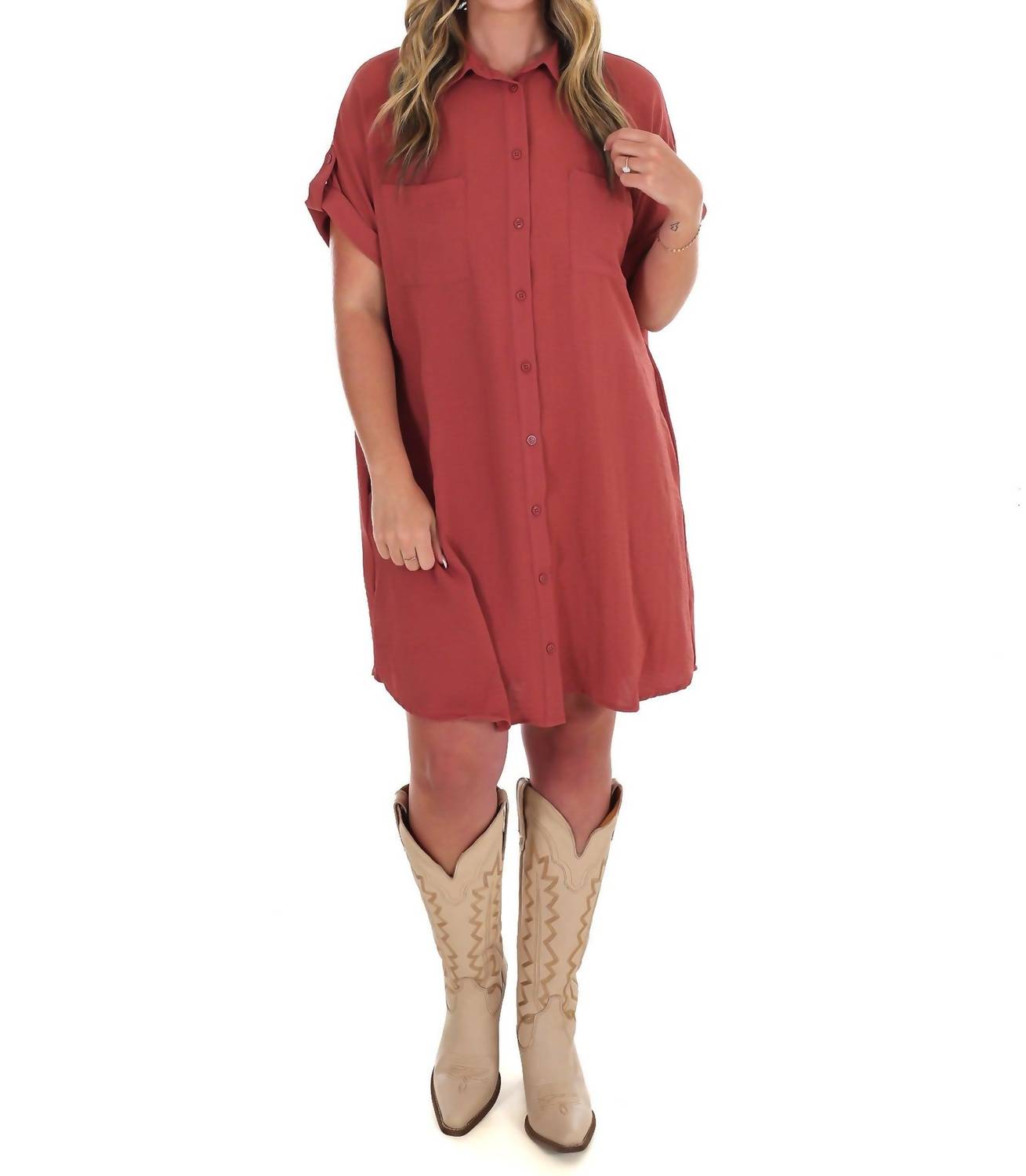 She + Sky - All the Reason Button Up Shirt Dress