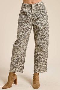 Mimosa Leopard Print Barrel Leg Denim Jeans in grey - women's jeans - view 8