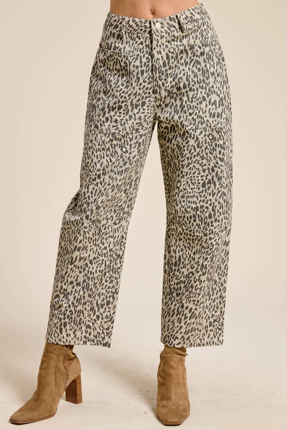 Mimosa Leopard Print Barrel Leg Denim Jeans in grey - women's jeans - view 8