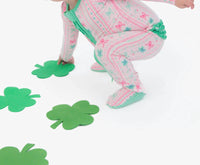 RuffleButts Baby Girl's Clover Bows & Wishes Footed Ruffle One-piece Pajama in pink - kids' item - view 4