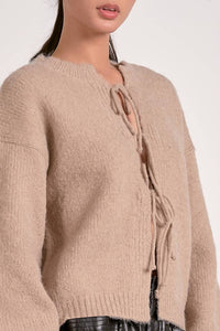 Elan - Soft Knit Tie-Front Cardigan