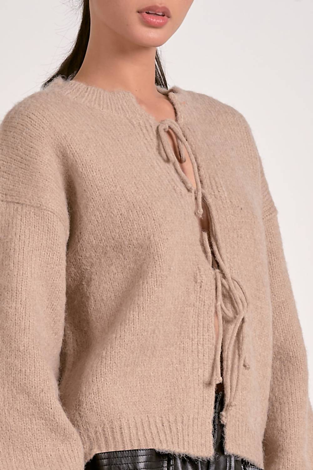 Elan - Soft Knit Tie-Front Cardigan