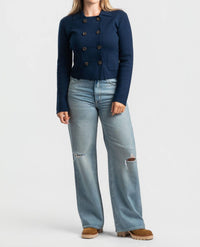 BAUM UND PFERDGARTEN Carolyn Double Breasted Blazer in baritone blue - women's jacket - detail view