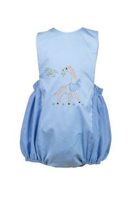 THE PROPER PEONY Giraffe Bubble Dress in blue - kids' dress - detail view