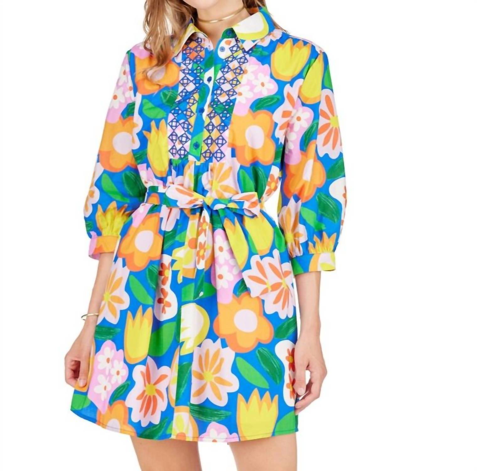 Joy Joy - Embroidered Shirt Dress