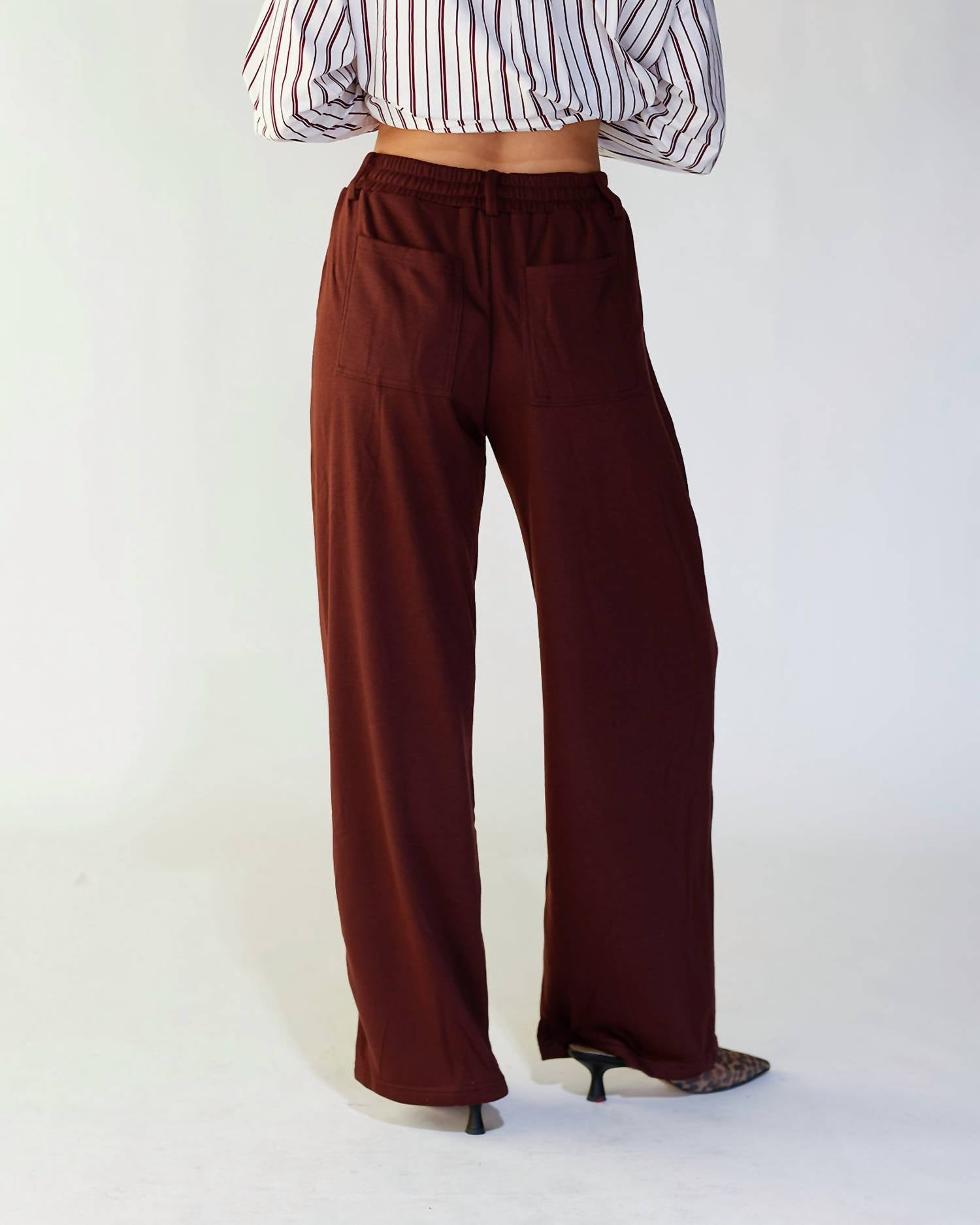 Mimosa Laid-back Luxe Sweatpants in maroon - women's pants - detail view