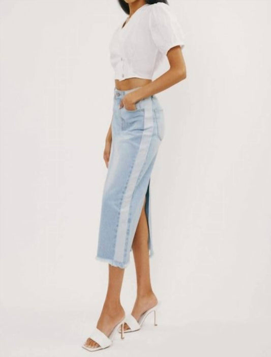 Kancan - Midi High Rise Denim Contrast Skirt