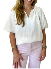 Joy Joy - Charlie V-neck Puff Sleeve Top