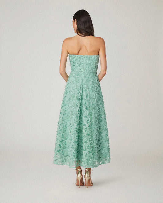 Shoshanna - Strapless Floral Applique Maxi Dress