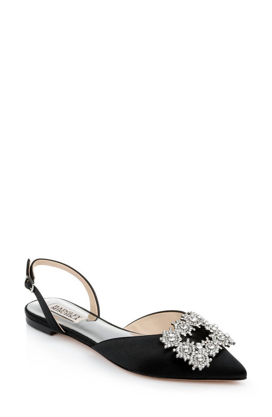 Badgley Mischka - SAGA CRYSTAL BUCKLE POINTED TOE FLATS