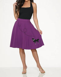 Orchid Bloom - Embroidered Poodle Swing Skirt