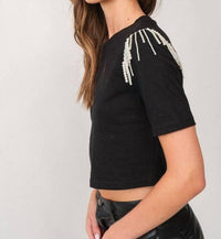 Papermoon - Pearl Fringe Detailed Crop Top