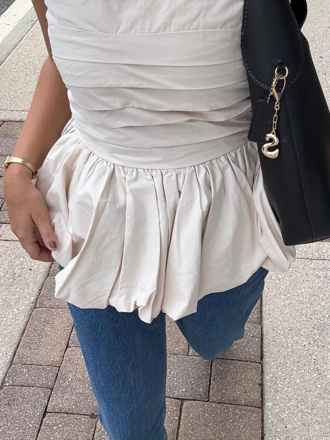 Sofie The Label - Elsie Cream Peplum Sleeveless Top