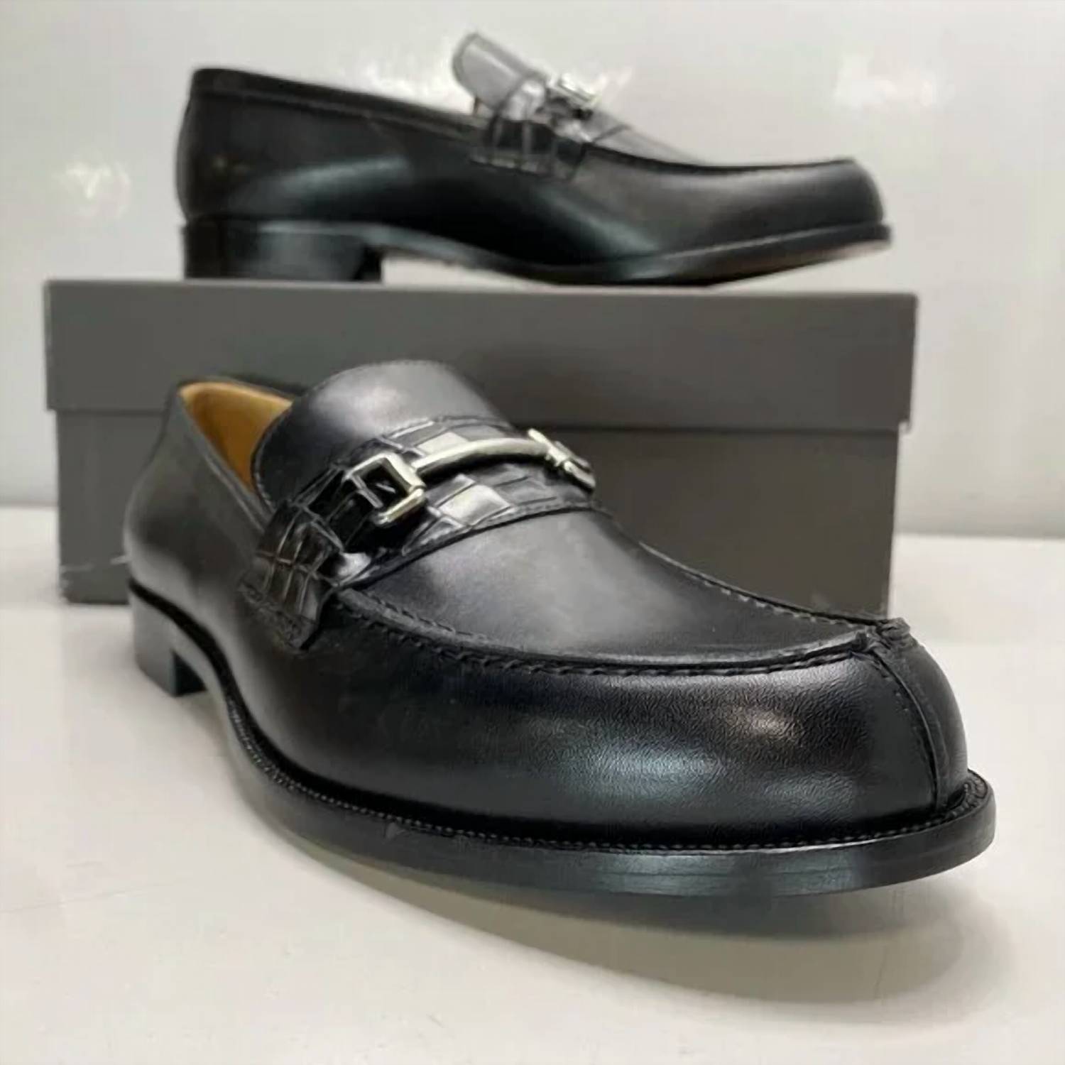 Paul Fredrick Men's Colin Slip-on Bit Loafers in black - men's loafer - detail view