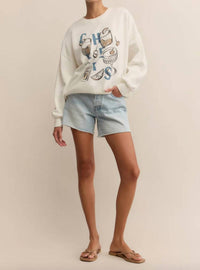 Z Supply Cheers Sunday Long Sleeve Sweatshirt in sea salt - women's top - view 5