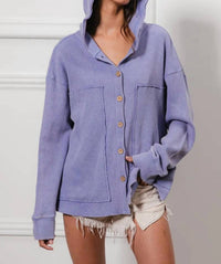 Bibi - Waffle Knit Hooded Shacket