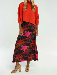 BRITON COURT Tiffany Midi Skirt in multi star print - women's skirt