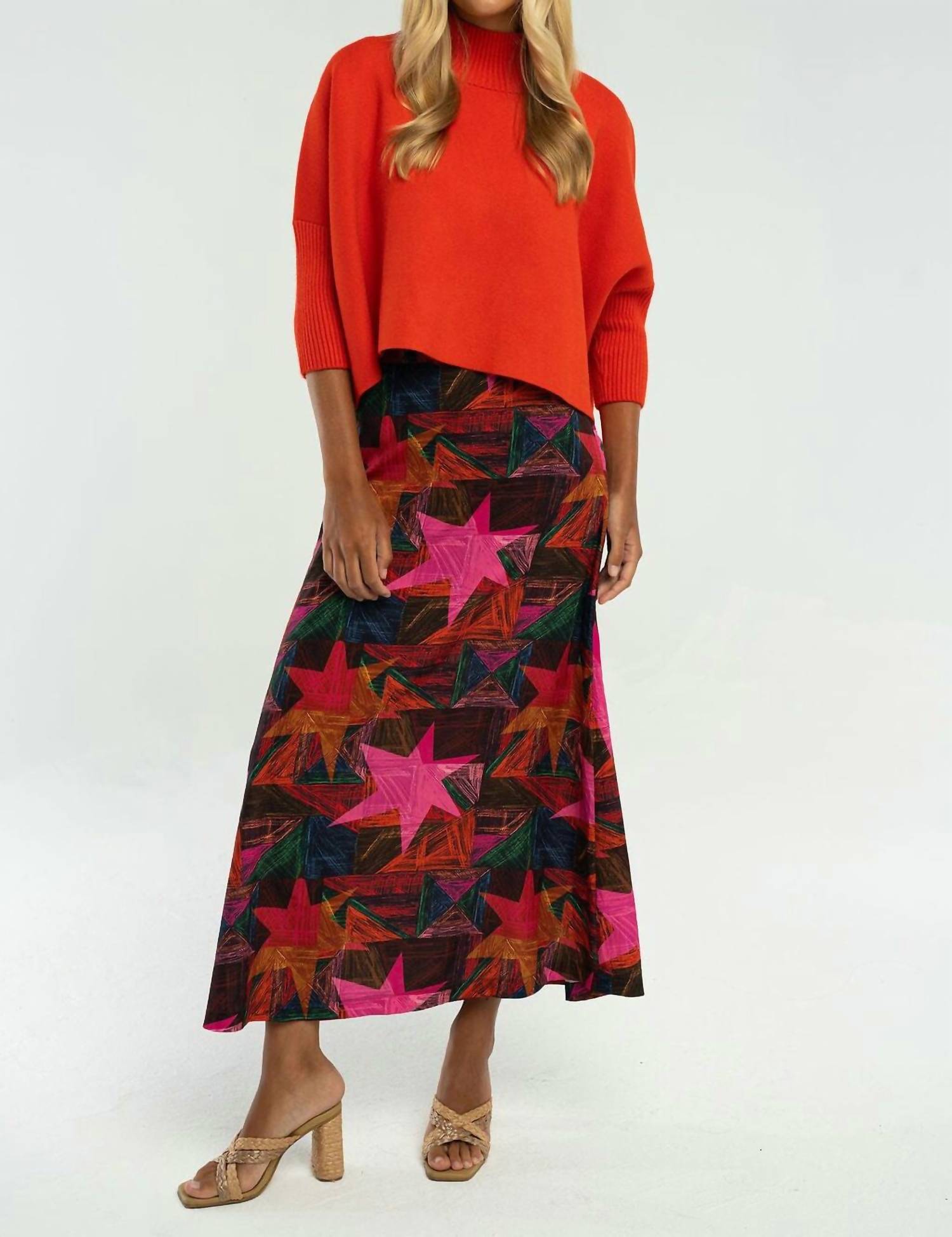 BRITON COURT Tiffany Midi Skirt in multi star print - women's skirt