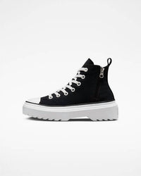 Converse Women's Chuck Taylor All Star Lugged High Top Shoe in black black white - women's sneaker - detail view