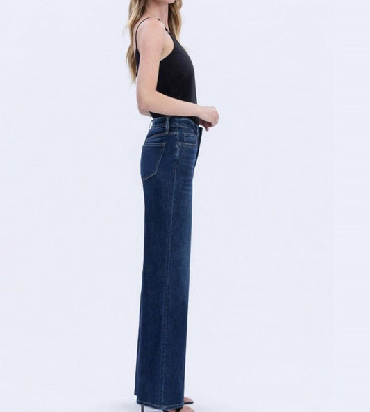 Vervet By Flying Monkey - Harmonious Light High Rise Full Length Wide Leg Jeans