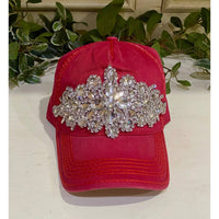 Olive & Pique - Vintage Crystal Embellished Ponytail Baseball Cap