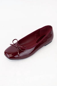Ccocci - Women's Bow Embellished Semi-square Toe Ballet Flat