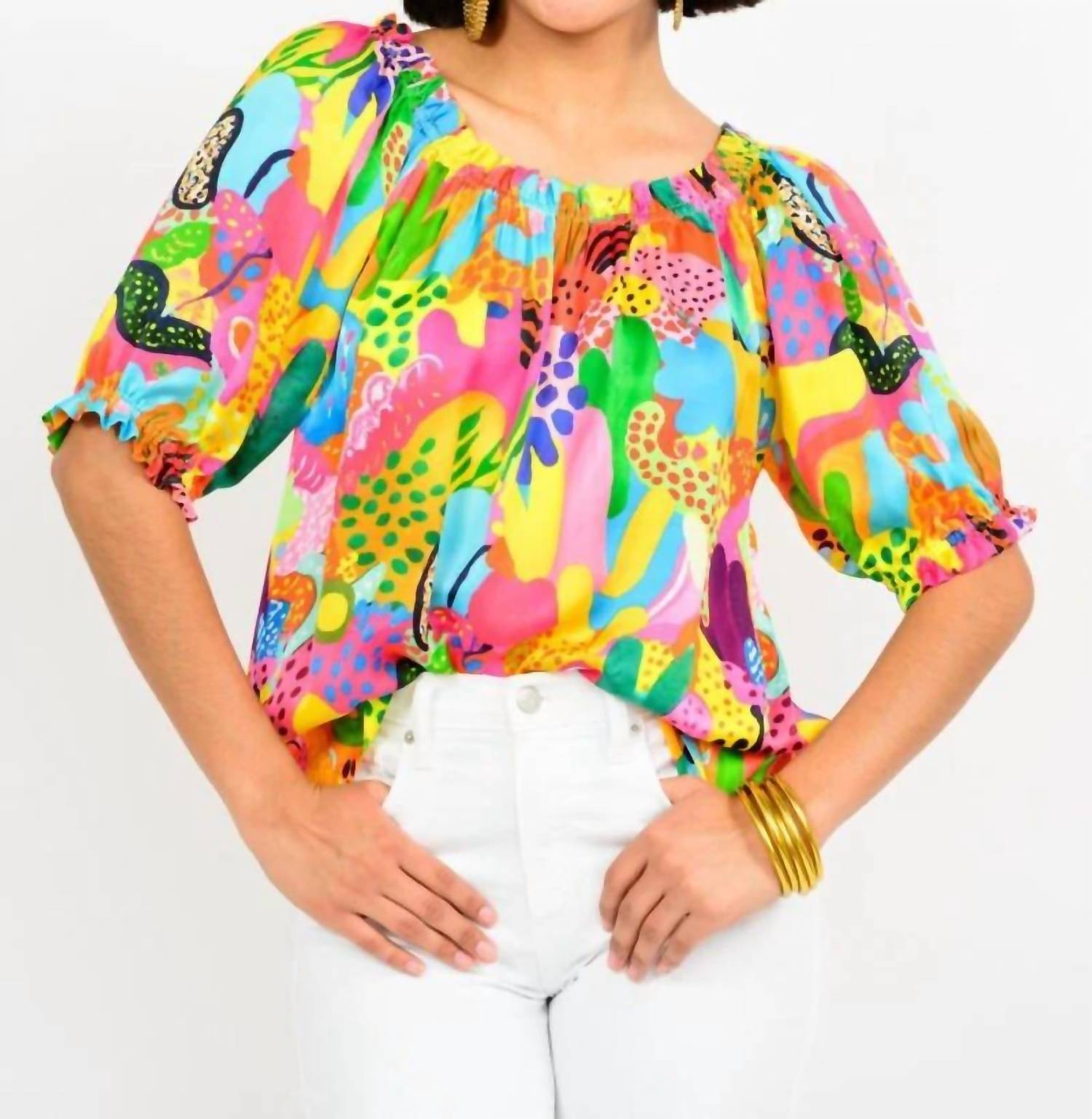 Ivy Jane - Tropical Satin Cactus Top