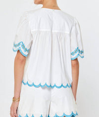 Current Air - Embroidered Scalloped Blouse