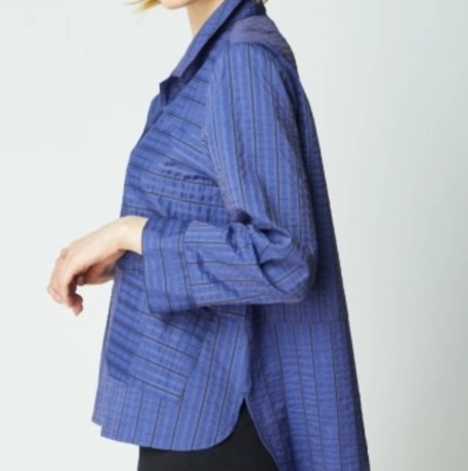 habitat Eastside Stripe Shirt Jacket - Plus in midnight denim - women's jacket - alternate view